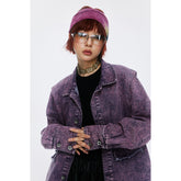 Unisex Jacket Retro Washed Brushed Purple Denim Jacket